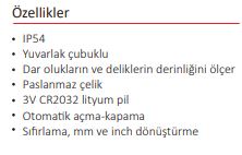 0-50 MM MİNİ DERİNLİK KUMPASI DİJİTAL